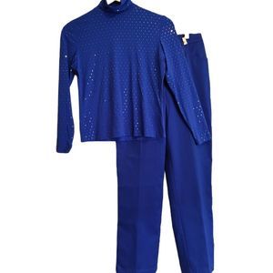 St. John Blue Straight Leg Pants & Jumpsuit Set
